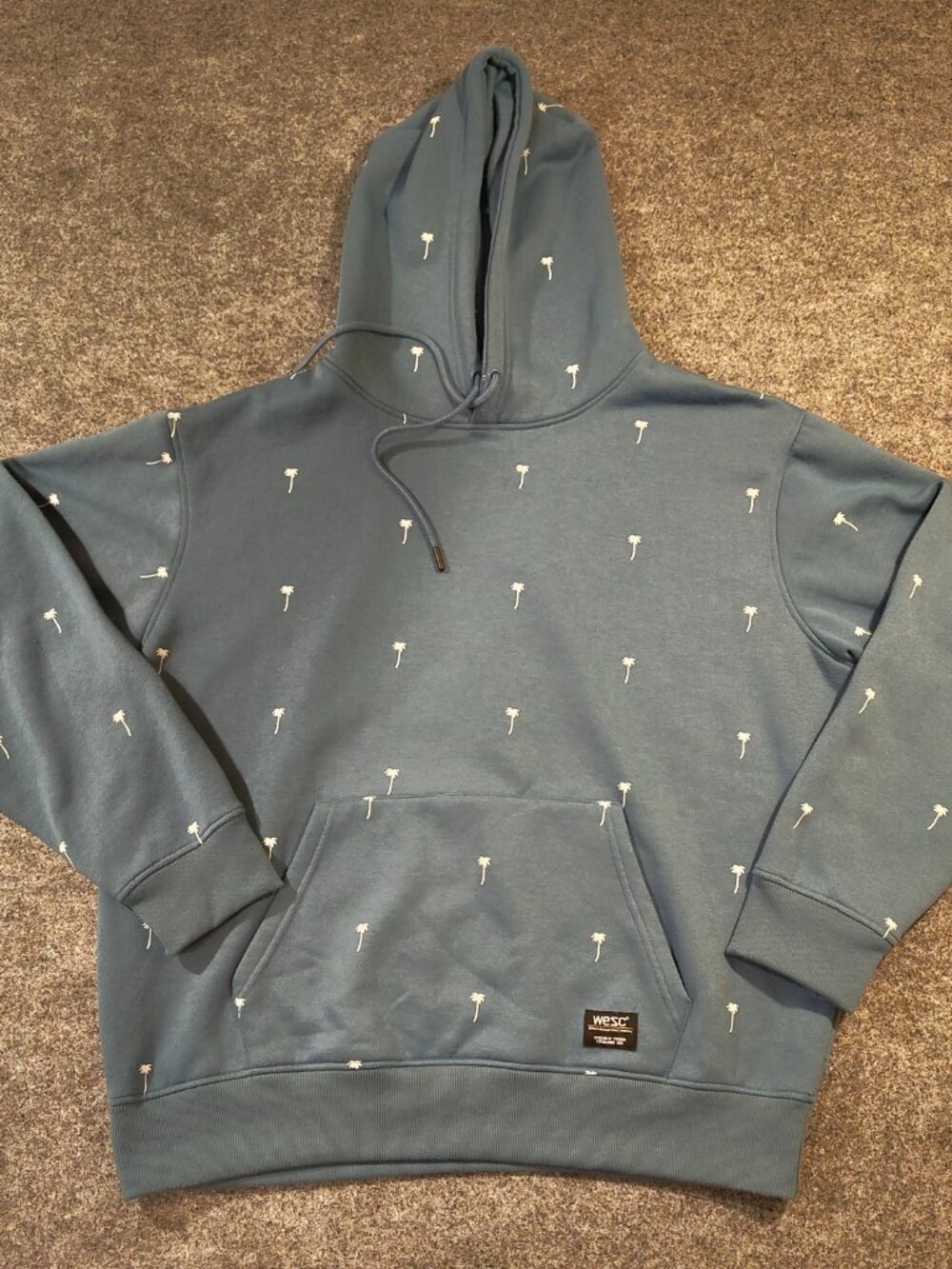 WeSC Palm Tree Print Hoodie Blue White XL